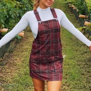 Maroon overall dress
